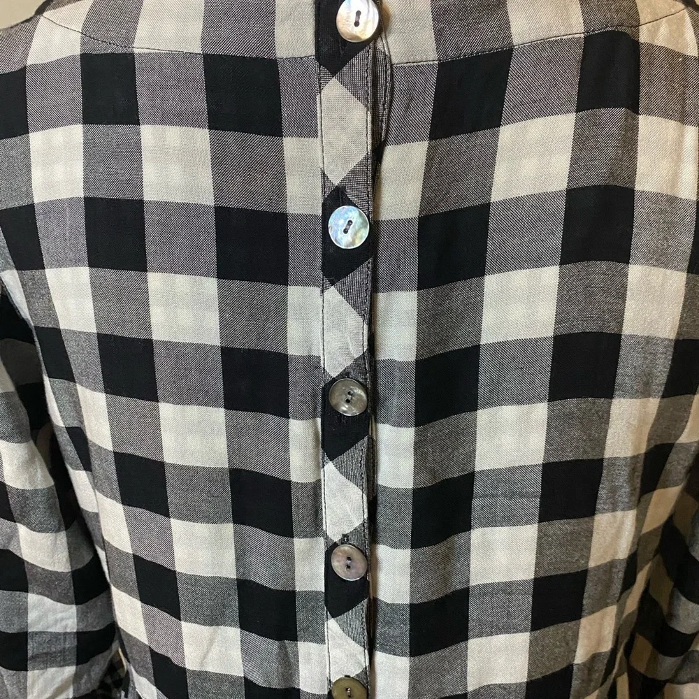 J.Jill Black White Gingham Empire Waist Country Chic Button Back Dress | Small - Picture 6 of 7